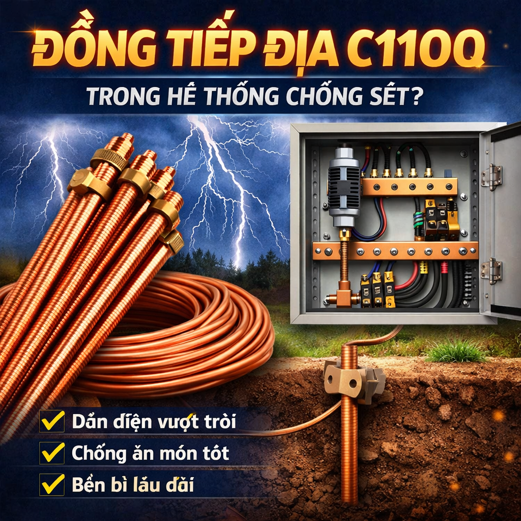 Vì sao đồng tiếp địa C1100 giữ vai trò quan trọng trong chống sét?
