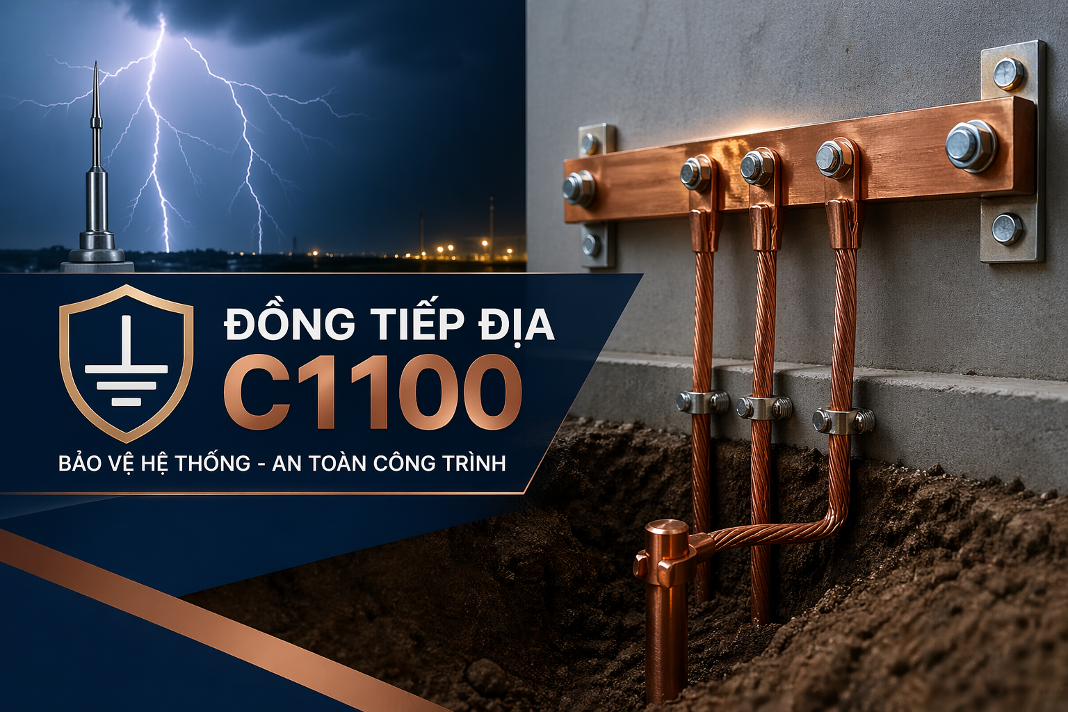 Vì sao đồng tiếp địa C1100 giữ vai trò quan trọng trong chống sét?